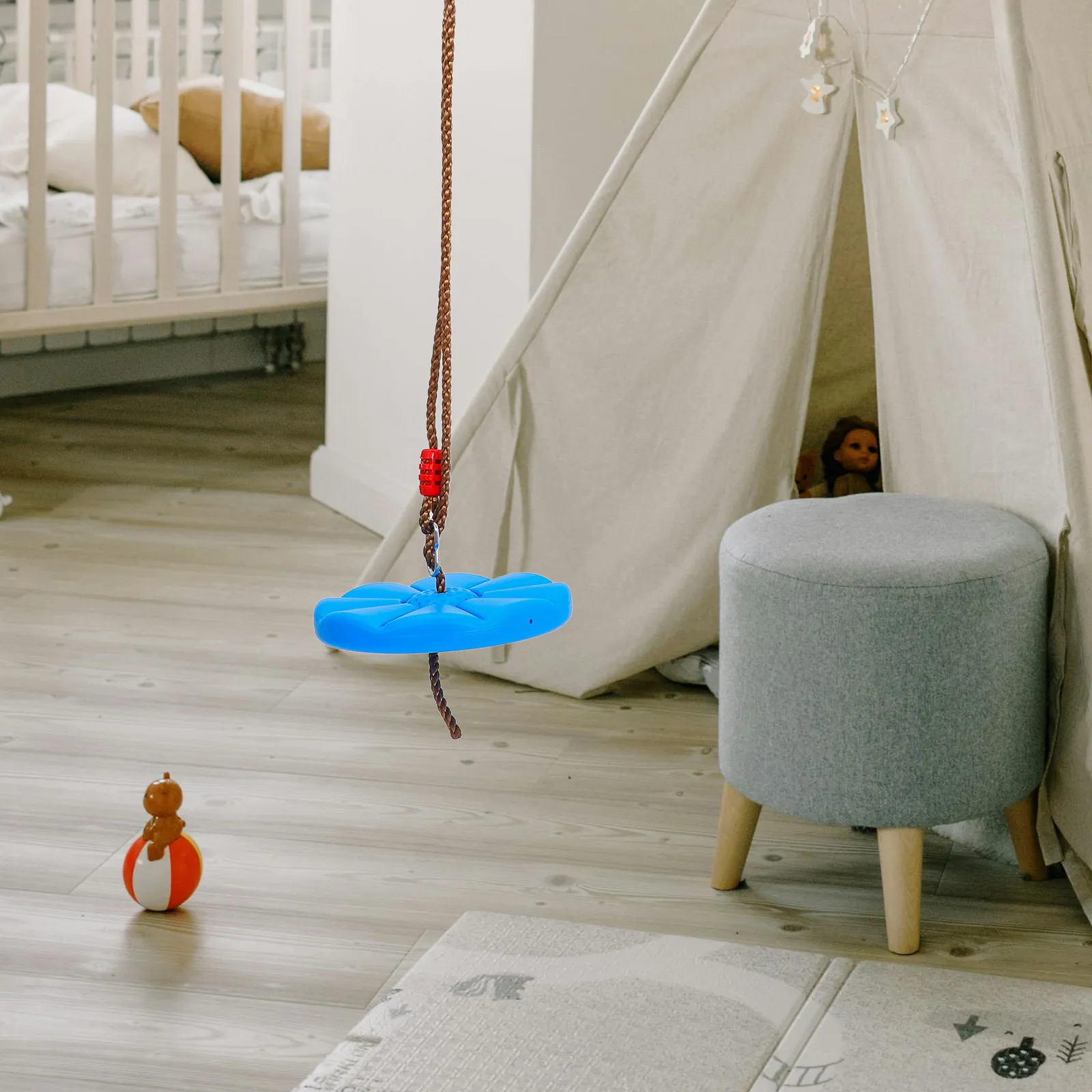 Set Altalena Ottagonale a Petali in Ferro PE, Facile da Installare, Altalena Sospesa per Bambini, Uso Esterno in Giardino e Parco Giochi