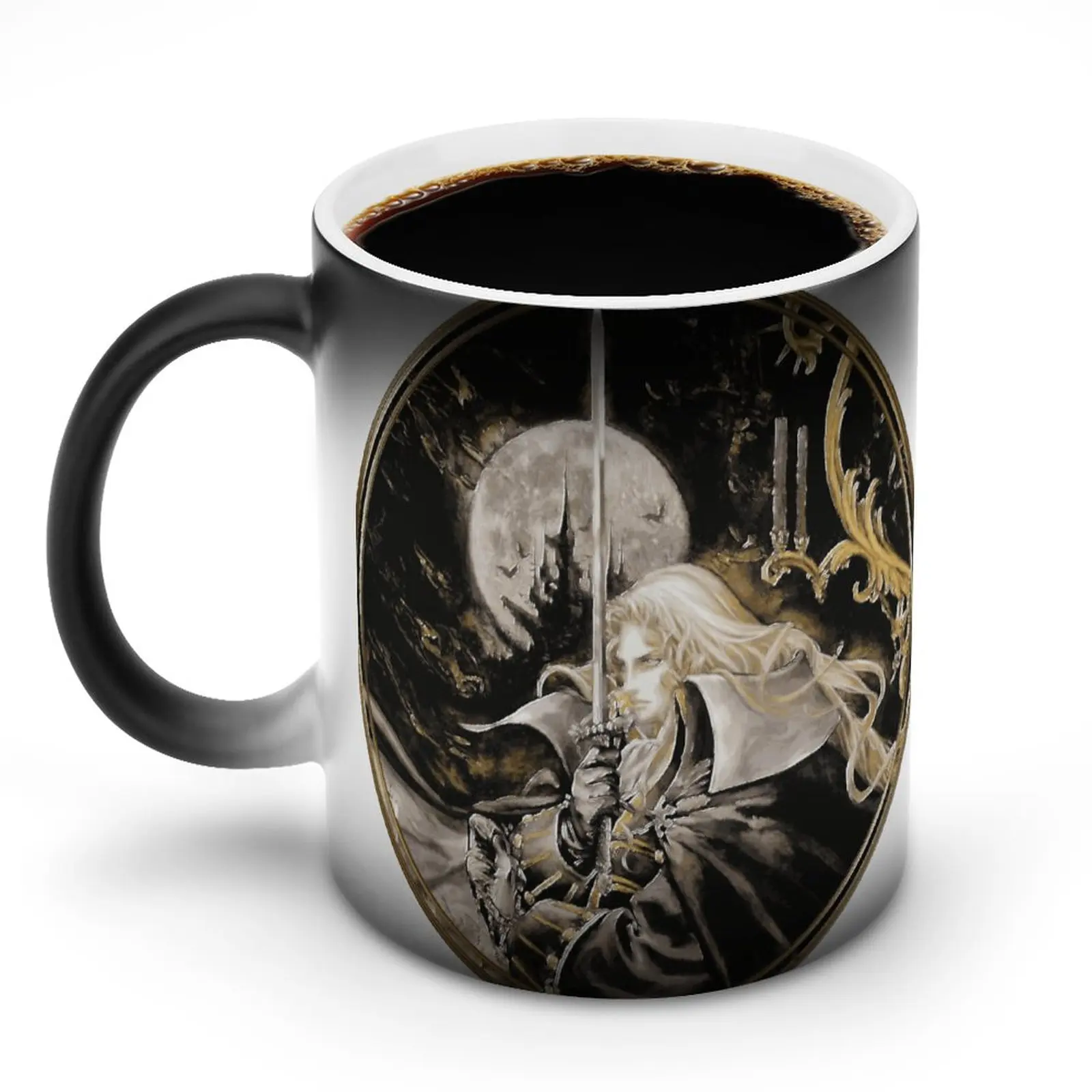 ALUCARD Castlevania Dracula Anime Mug Symphony of The Night Knight Sword Ceramic Office Mug That Changes Color Fashion Cups