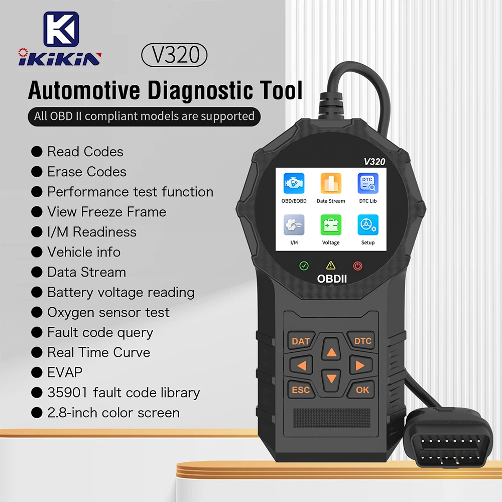 Universal Black V320 OBD2 Scanner Diagnostic Auto Check Engine Fault Error Code Reader Data Stream OBD II/EOBD  Read Cars