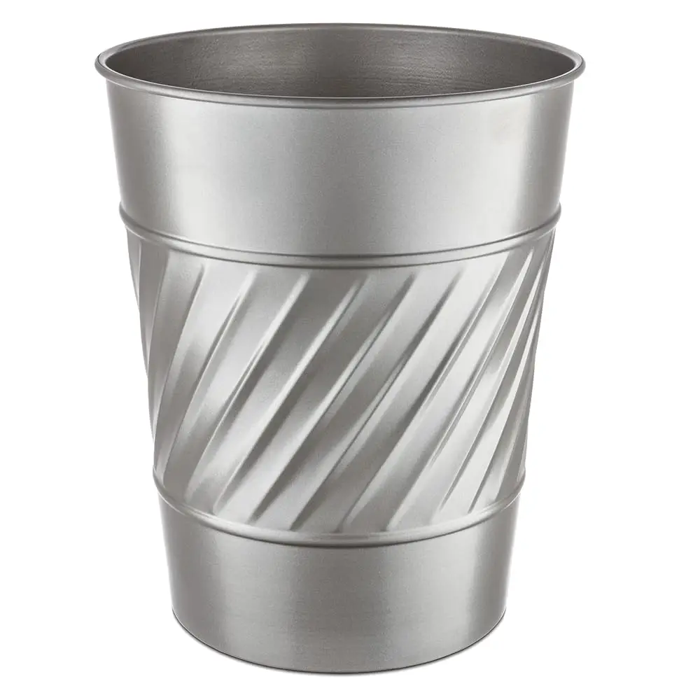 

Metal Bathroom Trash Can – Waste Basket for Bedroom, Office Desk, & Dorm, Handcrafted Wave Embossed, Durable Decorative Pewt