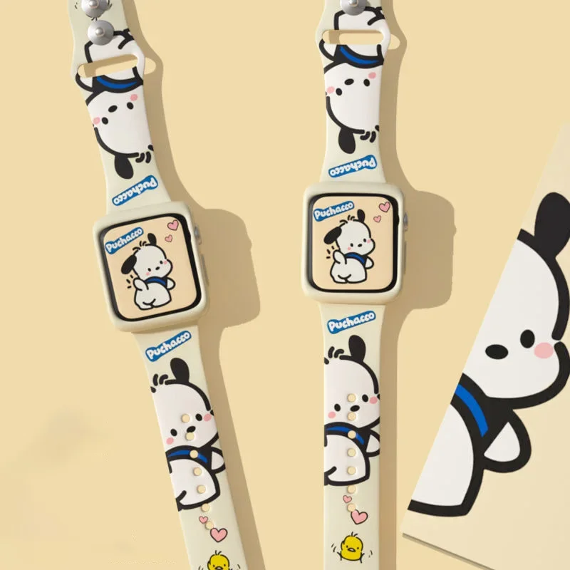 Kawaii Sanrio почтовый Пикачу Iwatch ремешки для часов милые аксессуары для Apple Iwatch 38 40 41 42 44 мм с оболочкой набор ремешков подарки