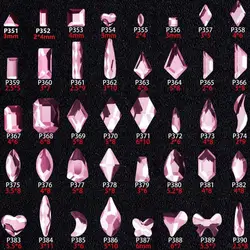 Wholesale 100/500pcs Lt.Pink Mix Shape Glass Crystal Flat back 3D Nail art Rhinestone for DIY Nails art Decoration Accessories