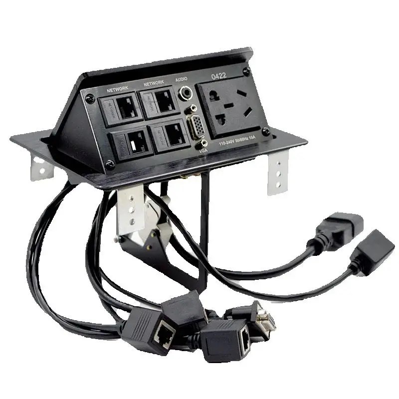 Multi Functinal Socket Desktop Box With VGA And Four RJ45 Network Interface 5-Hole Power Socket-Wire Included Factory wholesale