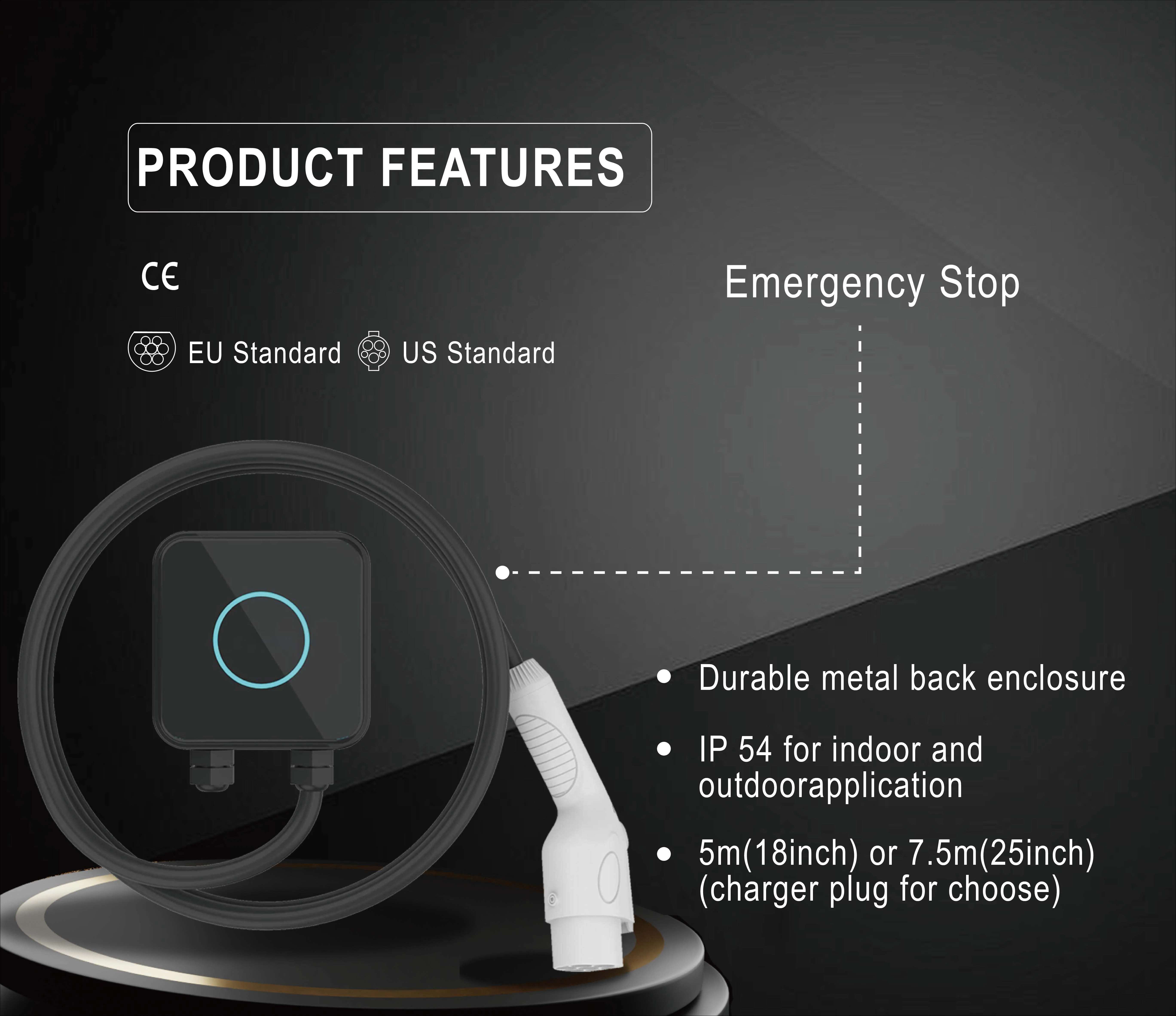 Type1 Type2 IP54 3.5/7kW AC Commercial EV Wall-Mounted Charging Station with IP54 Protection and 5m Cable for Electric Cars - view 5