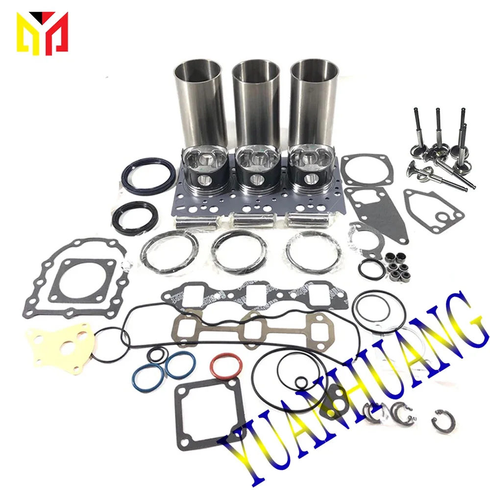 3T75U Rebuild Kit Cylinder Liner Head Gasket Set Valves for Yanmar Engine Parts