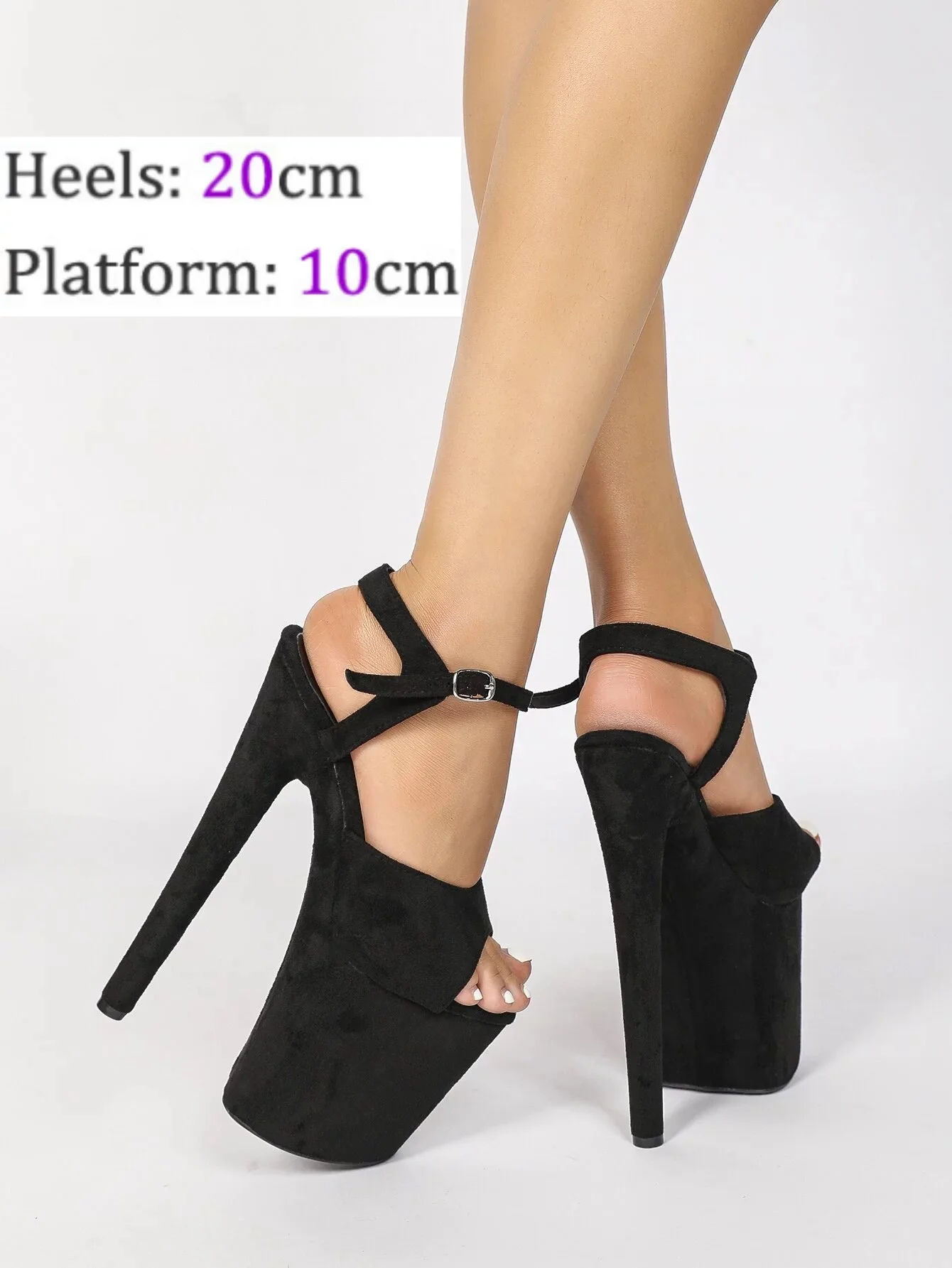 

European and American 20CM hot selling short tube high heels, fish mouth suede sandals, sexy performance steel tube dance shoes,