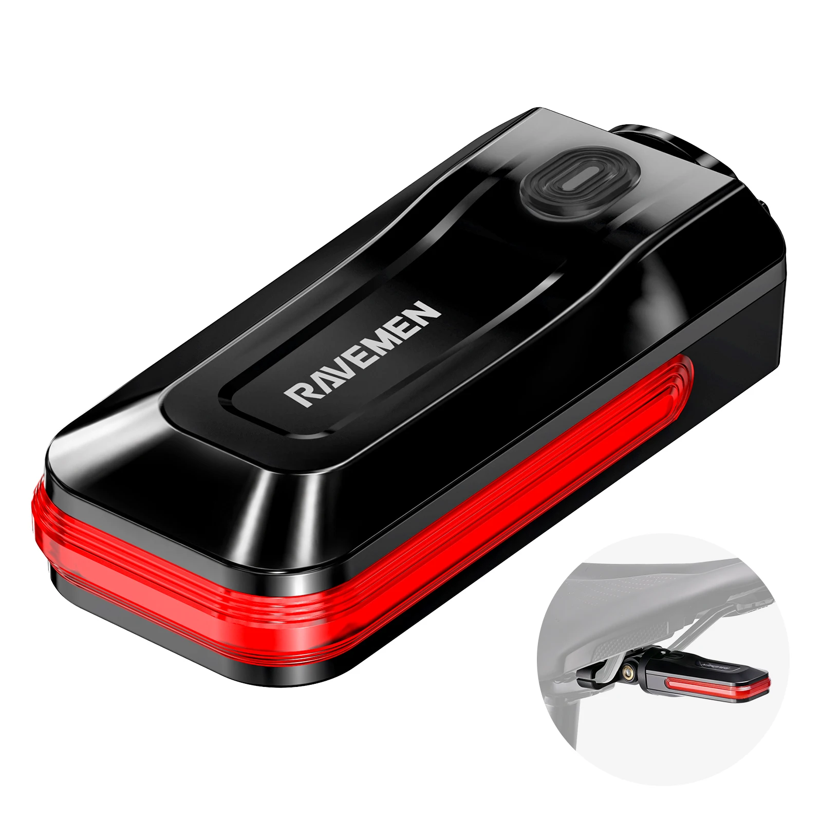 Image of RAVEMEN CL50/CL100/CL200 Fahrrad-Rücklicht LED-Rückleuchte USB-C Wiederaufladbar Automatisch Ein/Aus Bremssensor Seitenvisibilität