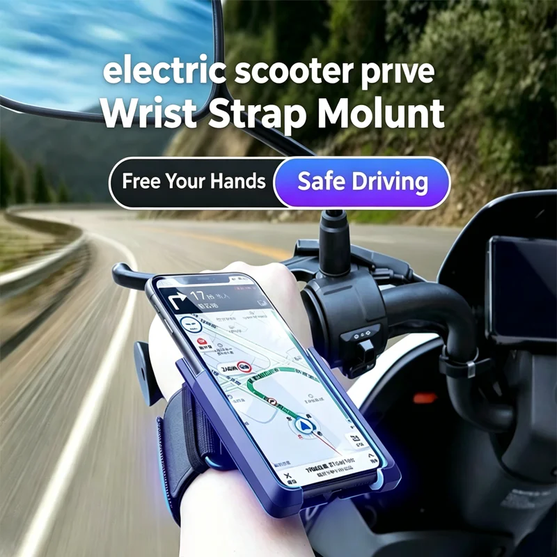 Wrist Strap Electric Scooter Phone Holder Rotatable Phone Holder For E-Scooter Hands Free Motorcycle Delivery Driving Navigation
