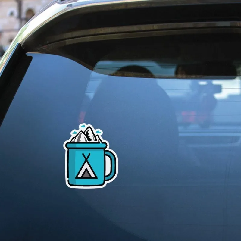 

Car decoration decals Coffee And The Mountains Sticker Decal Camping Campervan Adventure Travel 15cm PVC KK