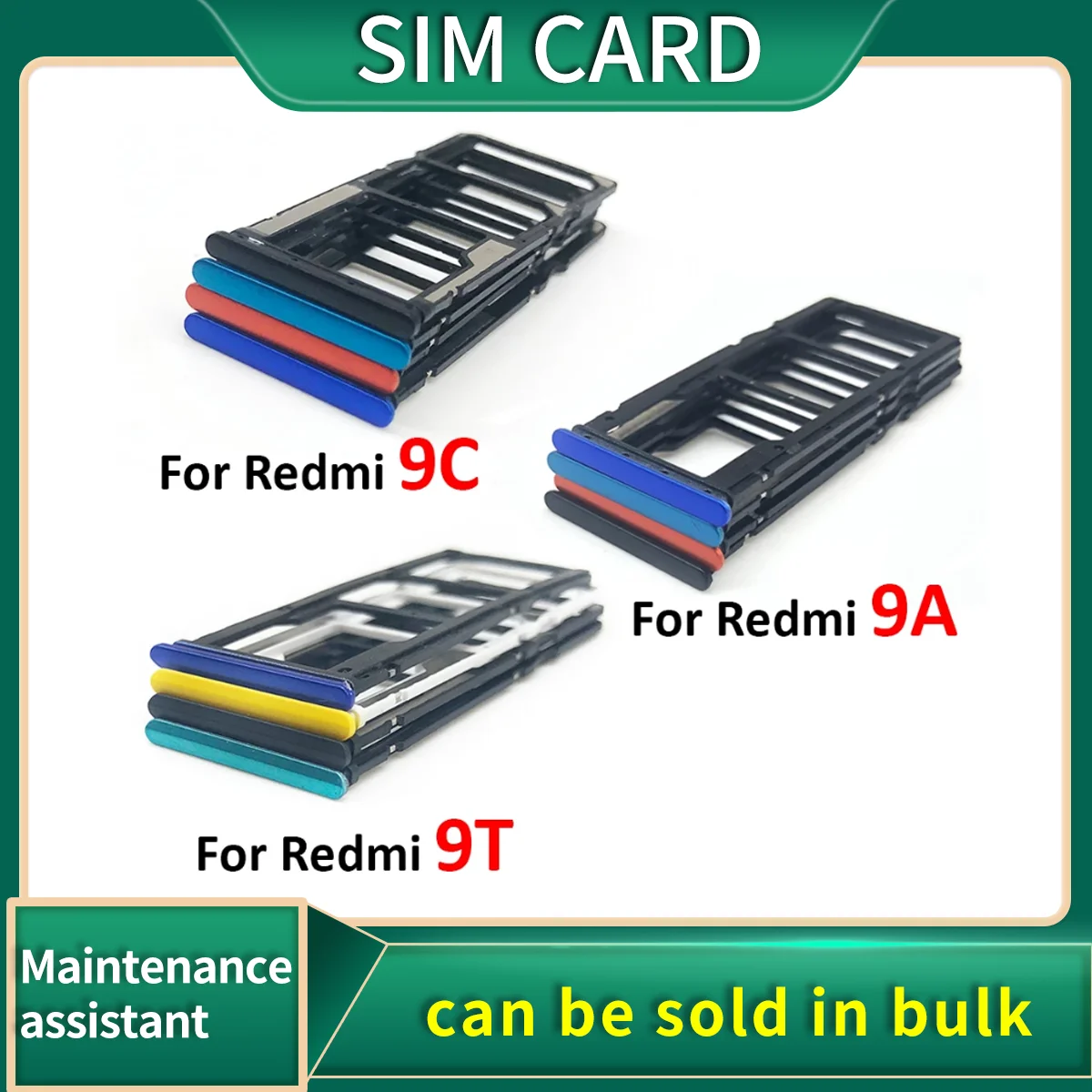 Sim tray For Xiaomi Redmi 9A 9C 9T SIM Card Slot Holder Adapter Accessories Black Blue Green Yello Parts replacement