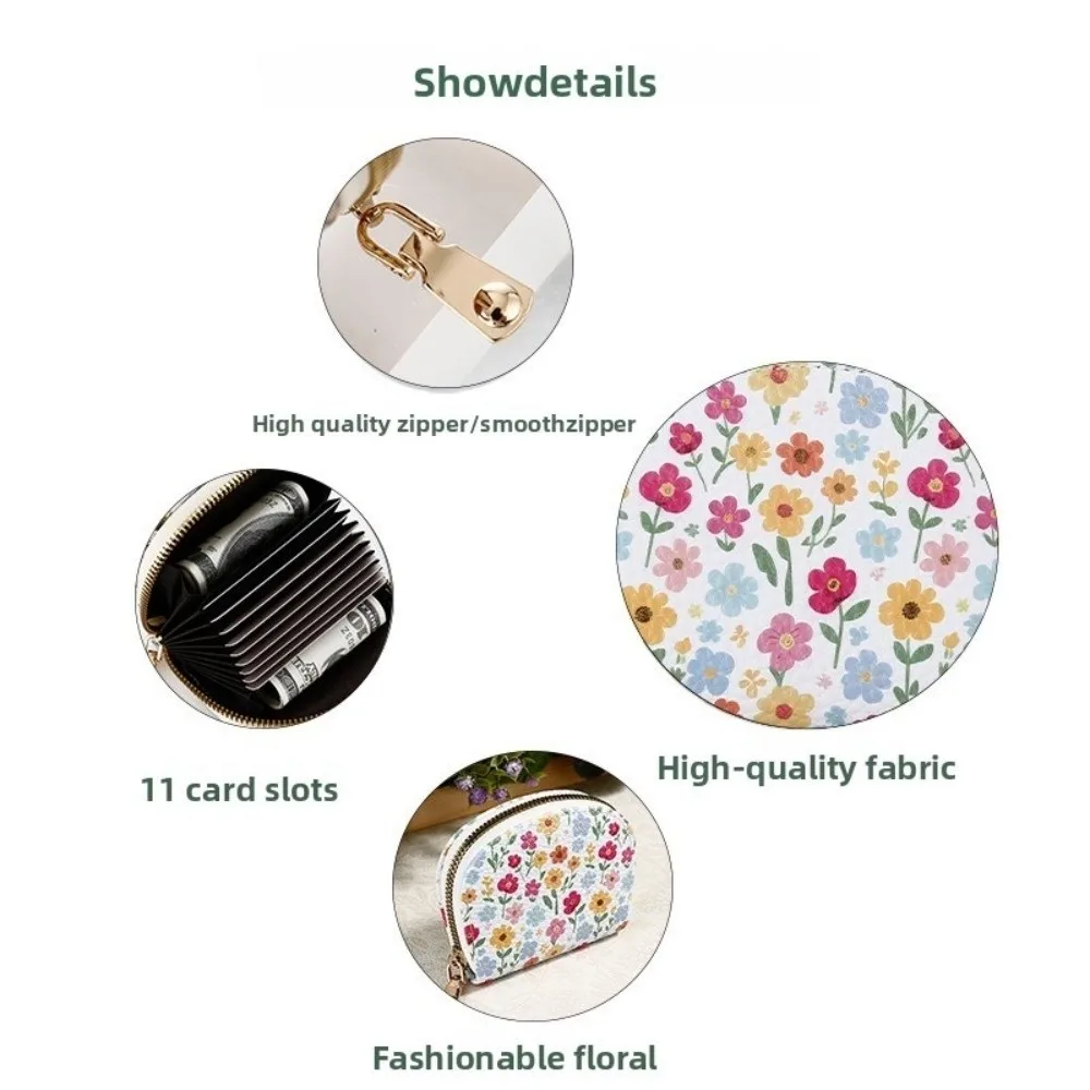 Draagbare bloemen bedrukte portemonnee PU opbergtas Mini clutch portemonnee rits Mini make-up tas cadeau
