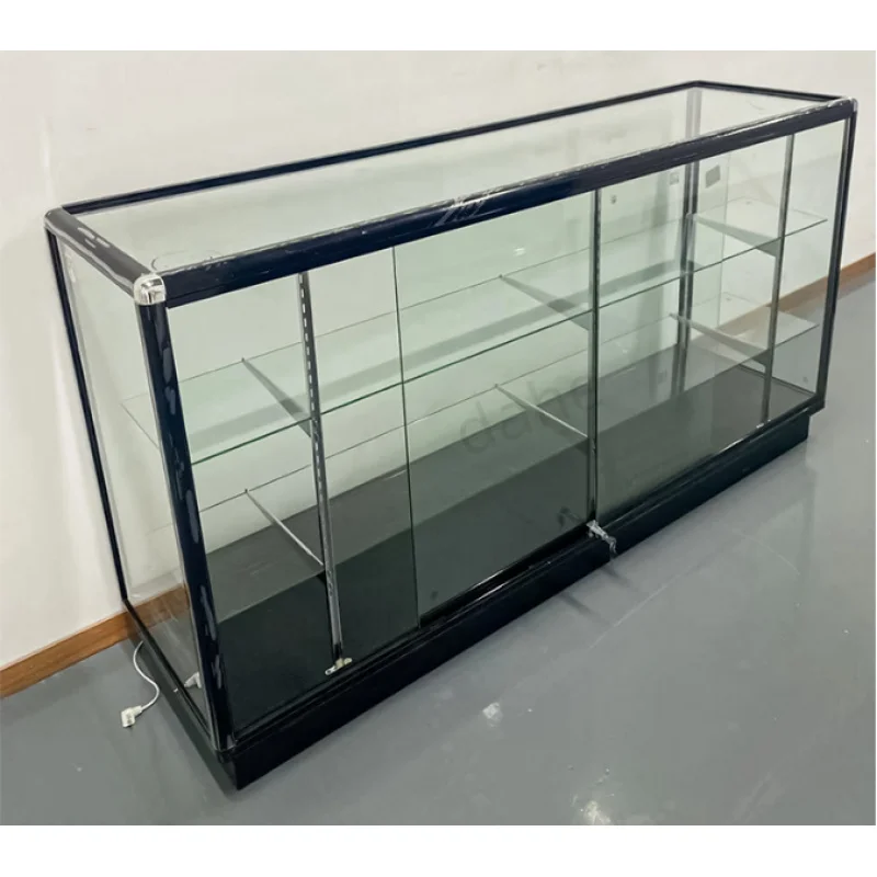 Custom. retail shop furniture lockable glass display showcase with LED light display cases for Smoke Shop