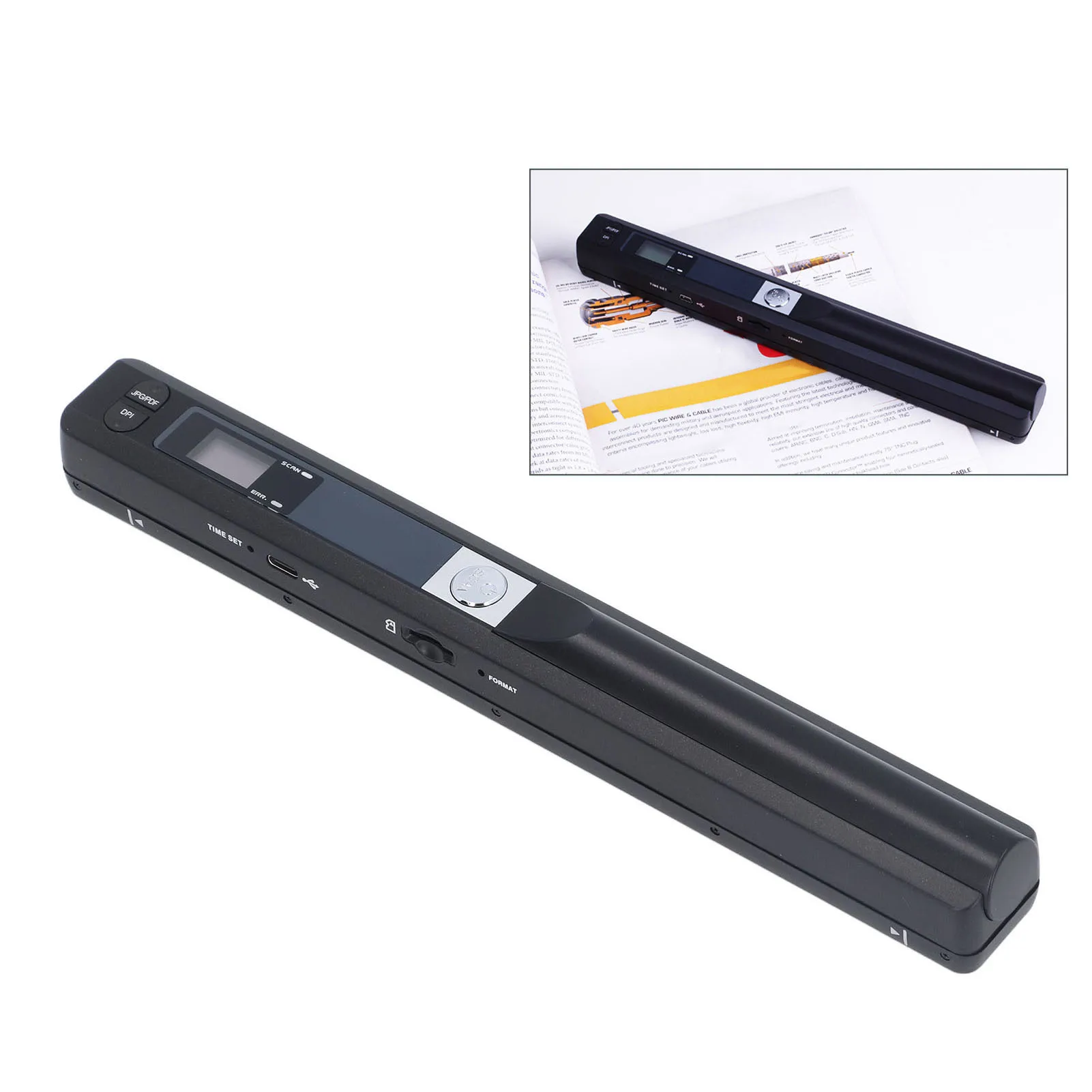 Portable Scanner for A4 Documents Photo Pictures Receipt 8.27 Inch HD 900DPI Color Mobile Handheld Scanner Wand for Home Office