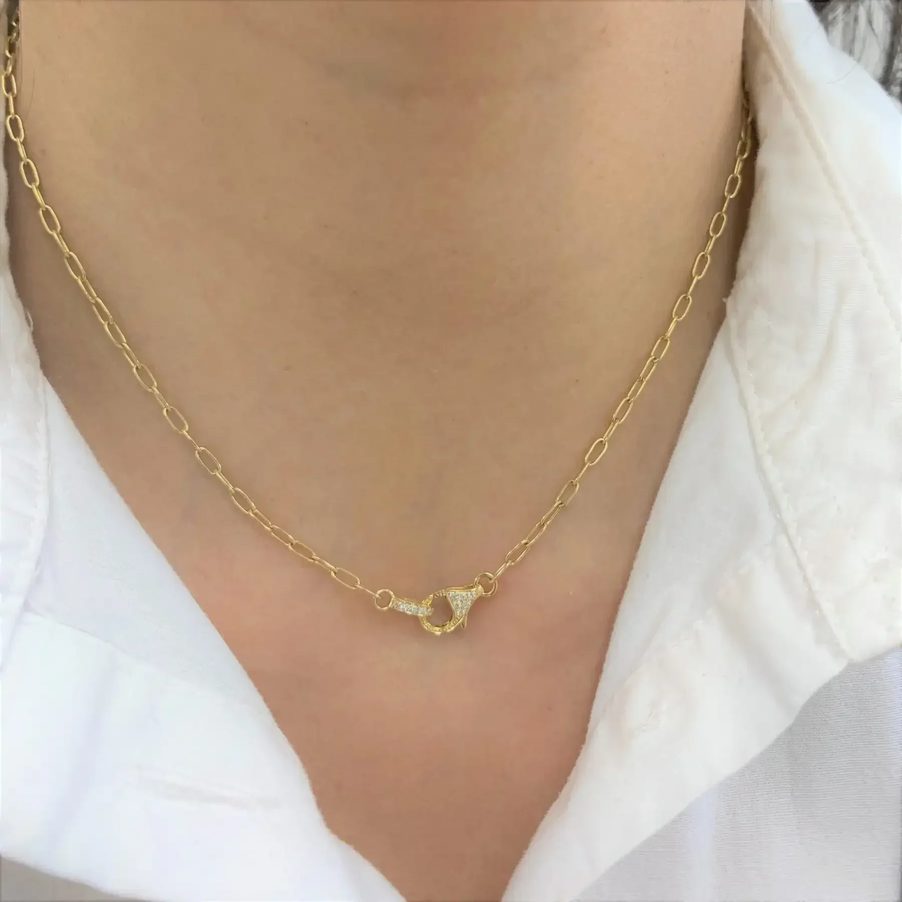 

New High Quality Bling Cubic Zirconia Sparking 5A CZ Paper Clip Chain Lobster Clasp Charm Necklace for Women