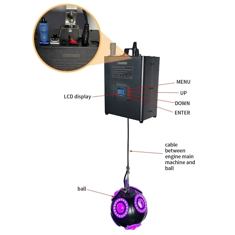 RGBW LED up DMX Winch Motor Kinetic Powered Light Balls Art Lighting System Disco Wedding Stage