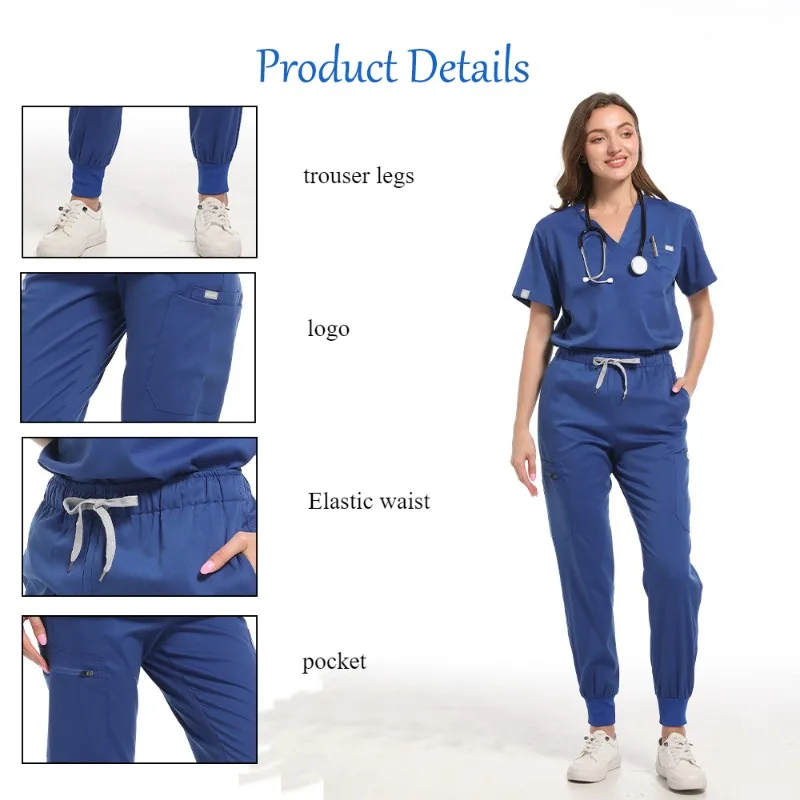 Vele kleuren Goedkope prijs V-hals Vrouwen Verpleging Uniform Sets Mint Paars Medisch Uniform Vrouwen Jogger Beenbroek Medische Verpleegkundige Sets