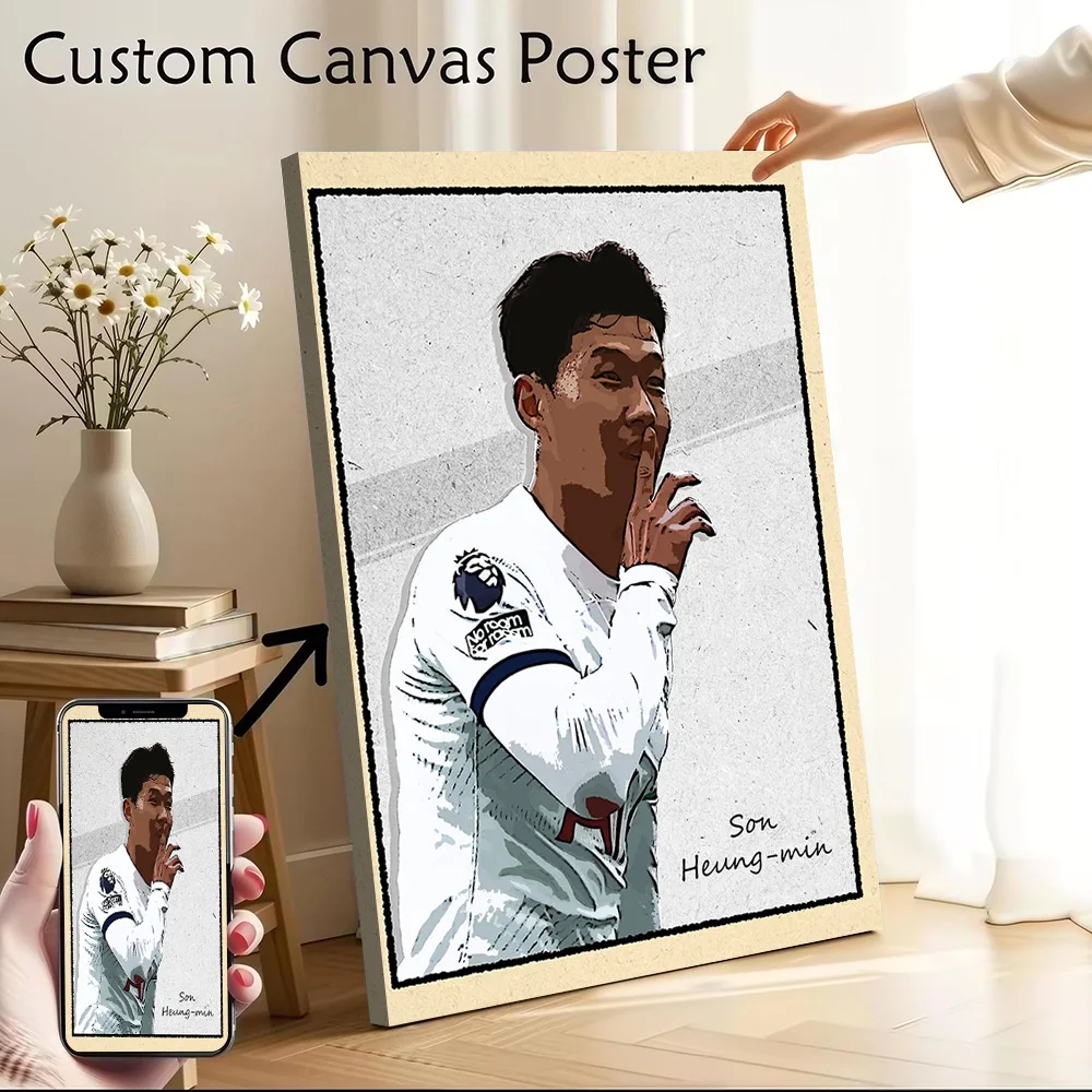 Son Heung Min Cartoon Art Canvas Poster Customizable Pictures Wall Art Canvas Painting for Room Decoration Gaming Wand Deko Home