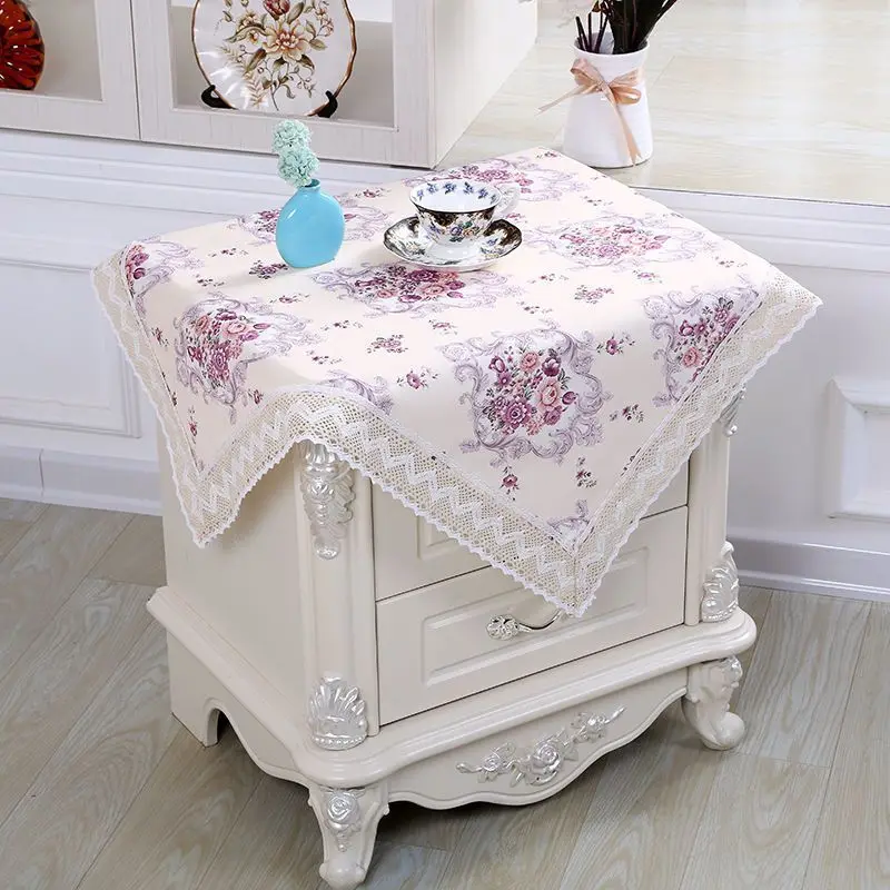 Bedside Table Cover Cloth Side Cabinet Tablecloth Small Round Table Coffee Table Tablecloth Refrigerator Cover TV Cabinet Cover