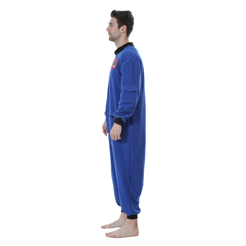 Space Shuttle Astronaut Costume One Piece Fleece Pajama Union Suit Men Astronaut Halloween Costume Blue Jumpsuit MS33754