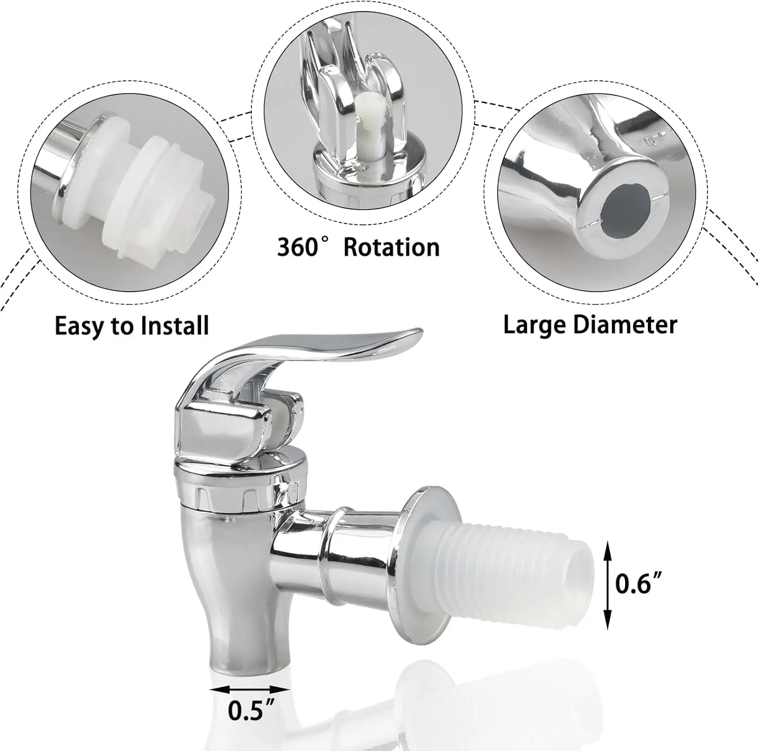 Food Grade Electroplated Plastic Beverage Faucet Cans Juice Dispenser Containers Bucket Tap Switch Valve for Home Bar Use