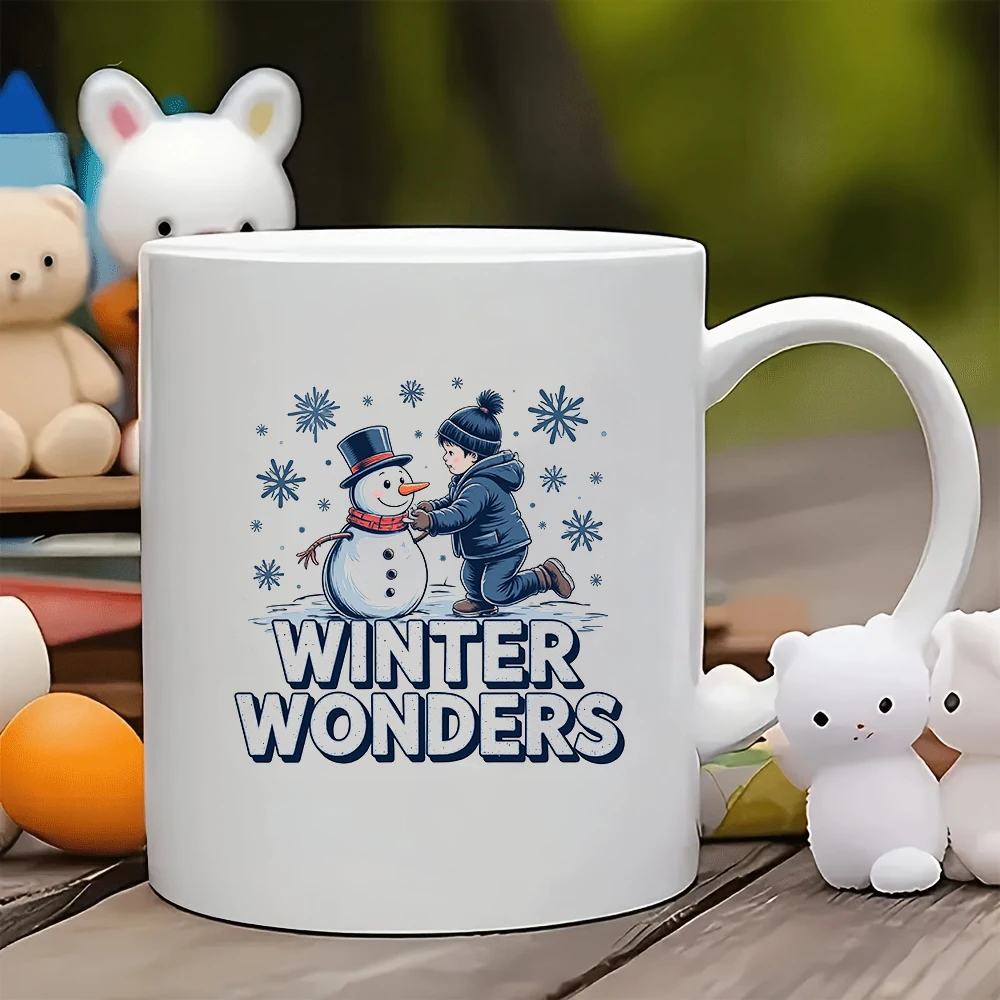 

11oz Cup + Winter Magic Snowman Cartoon Pattern + Christmas Gift - Kids Water Bottle Family Office Coffee Mate