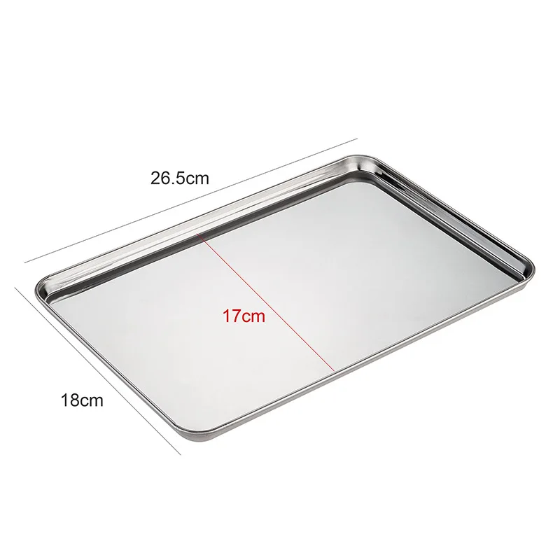 Rectangular Stainless Steel Food Storage Tray Barbecue Serving Dish Fruit Bread Plate Kitchen Accessories