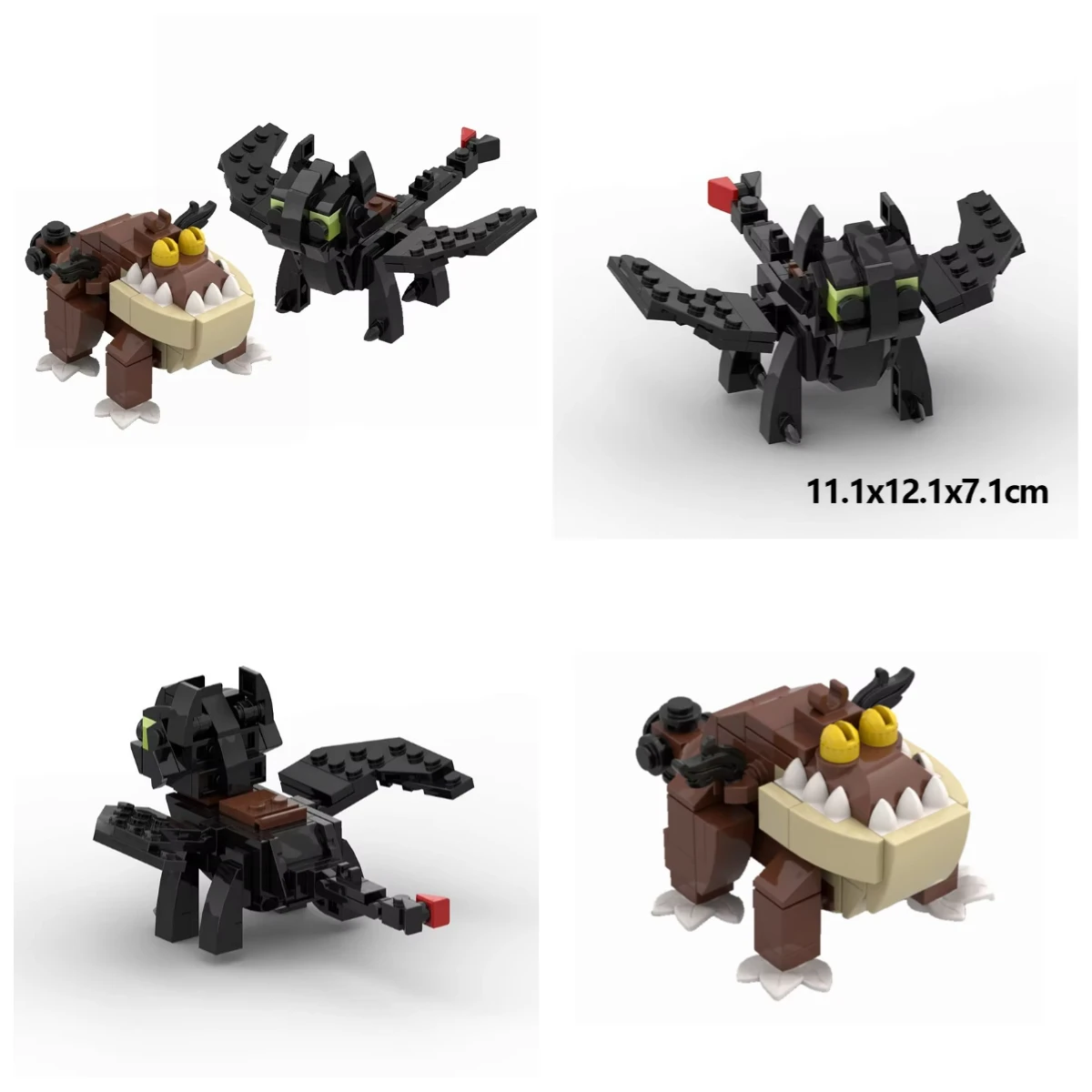 MOC Creative Cute Animals Train Dragon Furyeds Gronckleeds Model Building Blocks Kids Toys for  Gifts