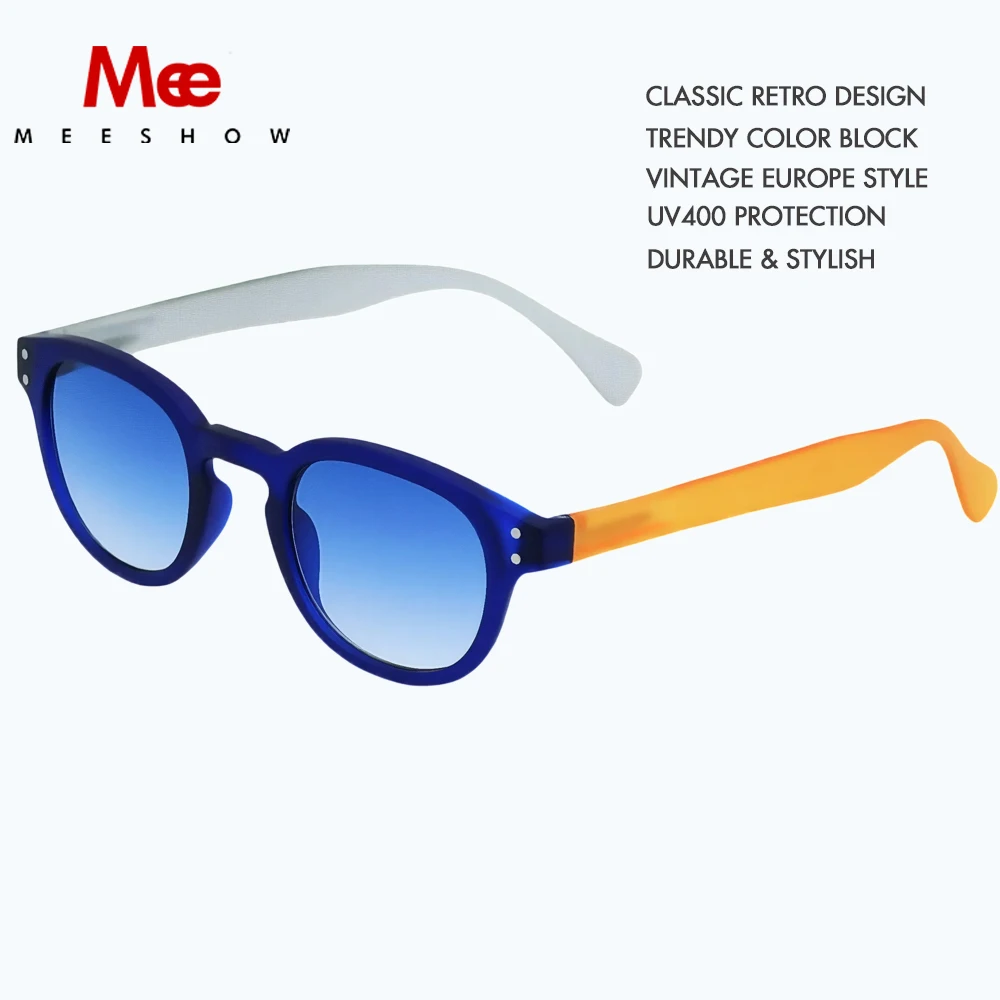 Meeshow Retro Sunglasses for Men Women UV400 Protection Vintage Round Sun Glasses Europe Style Classic Eyewear 1513 Multi Navy