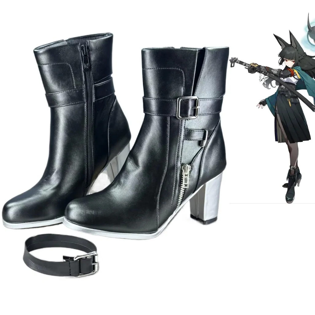 

Черные ботинки на высоком каблуке для косплея Хошими Мияби из Zenless Zone Zero, женские туфли для Хэллоуина, обувь для косплея Хошими Мияби