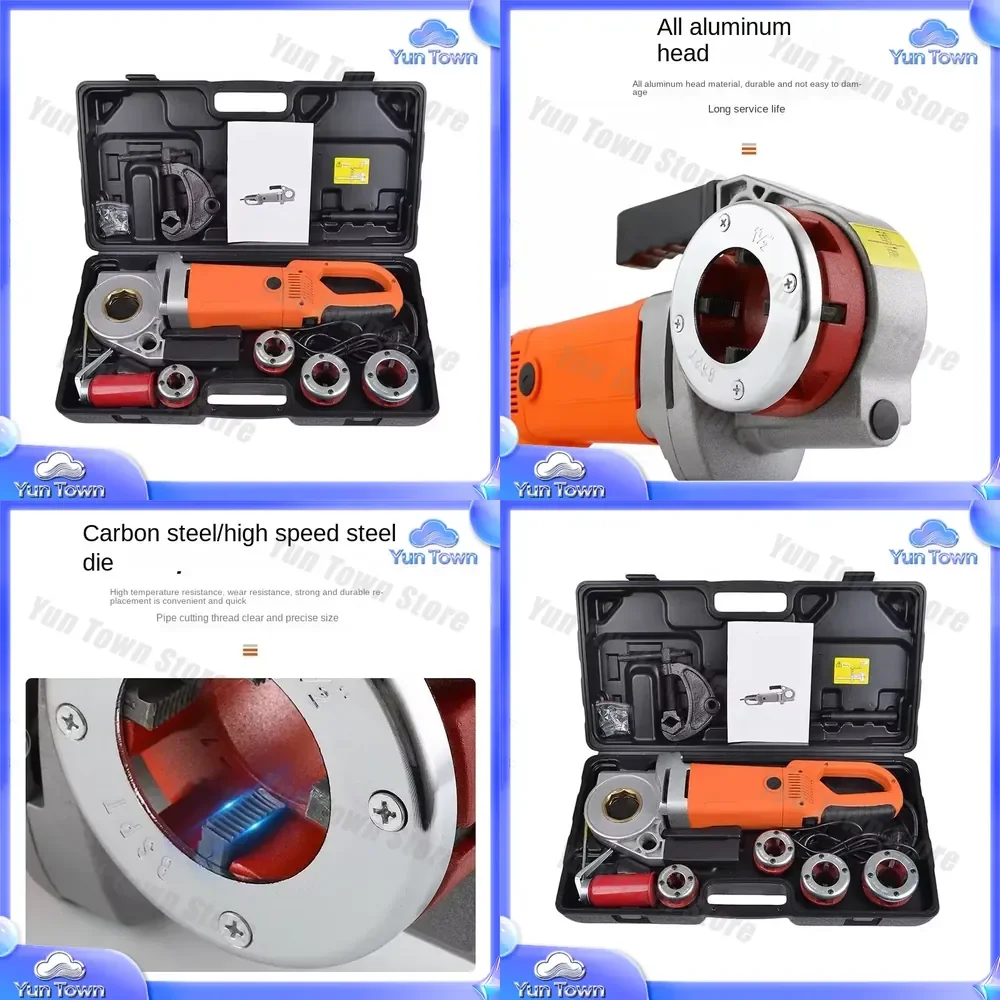 Electric Threading Machine for Portable Handheld Electric Pipe Threader for Galvanized Steel Pipe Threading Tool for Plumbing