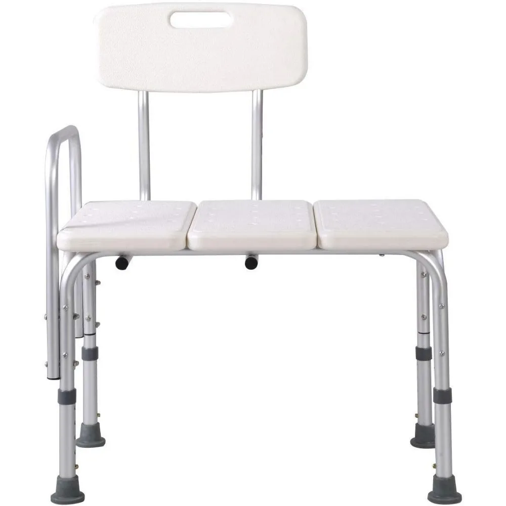 Bathtub Transfer Bench/Bath Chair with Back, Wide SEAT, Adjustable SEAT Height, Sure-GRIPED Legs, Lightweight, Durable