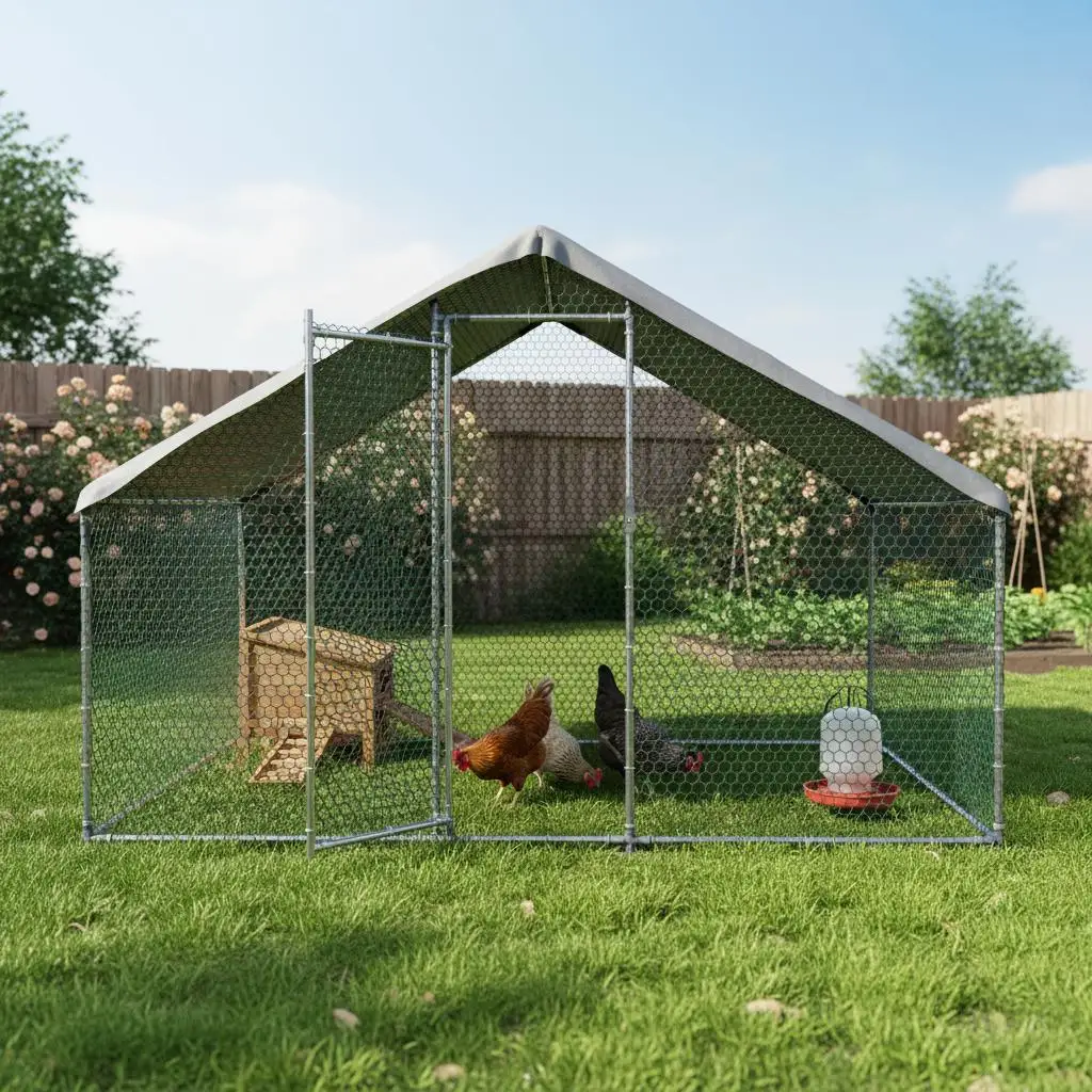 

Клетка для птицы 9.8x6.5x6.5 футов для двора/фермы, большой вольер для кур с конической крышей, защитный замок, крышка, для уток и кроликов