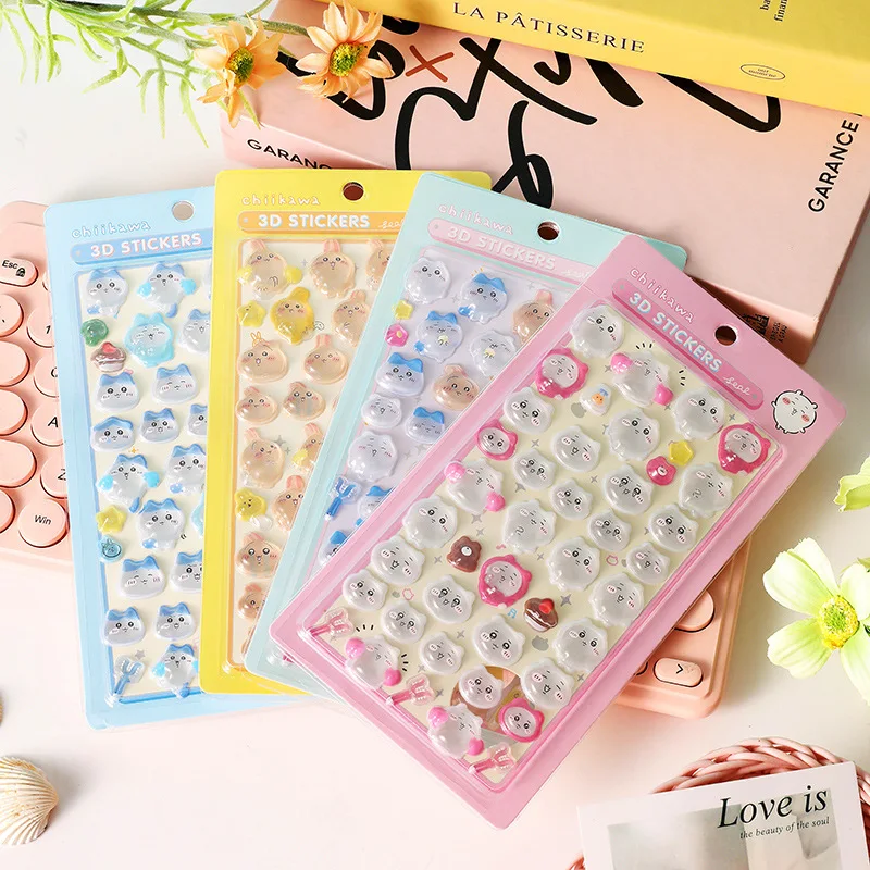 3D Cute Crystal Stickers Chiikawa Usagi Phone Case Decoration Nail DIY Decorative Stickers for Notebook Laptop Waterproof