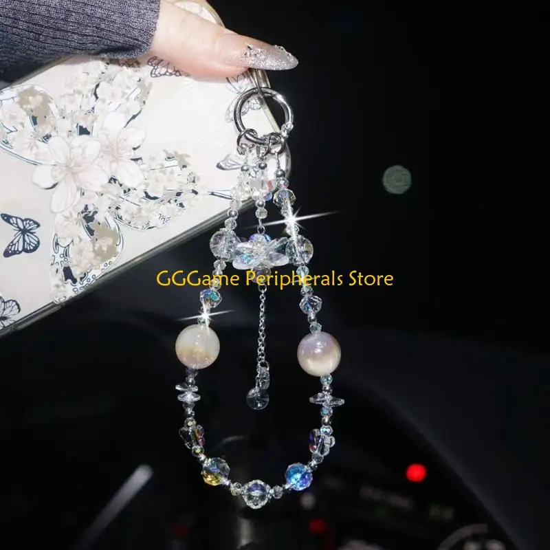 

U55B Кристалл бисера женщин телефон цепи ремешок ремешок ювелирных изделий брелок Antiloss