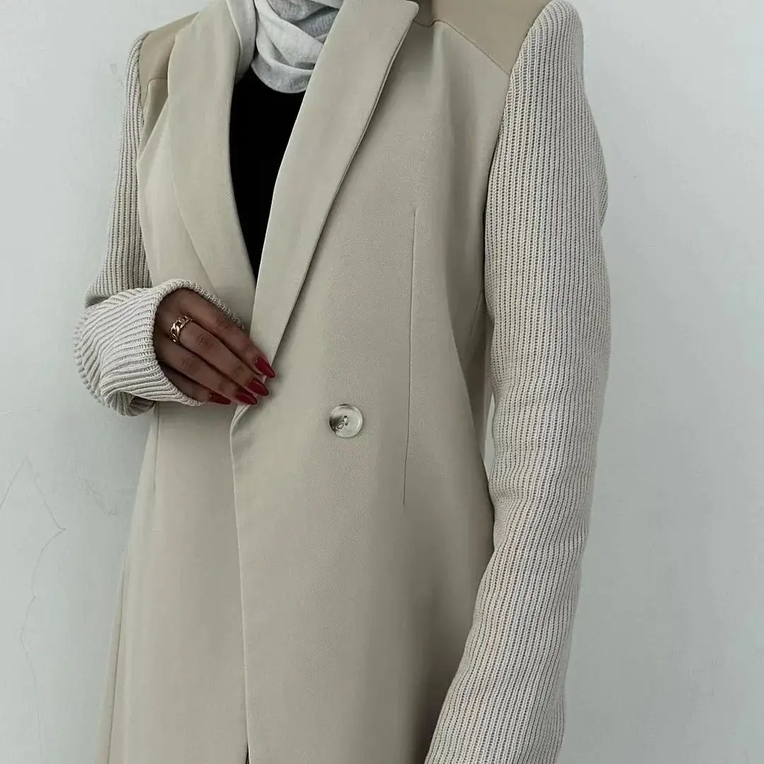 Outono feminino cor bloqueada estilo britânico high-street terno de comprimento médio trench coat elegante moda outerwear