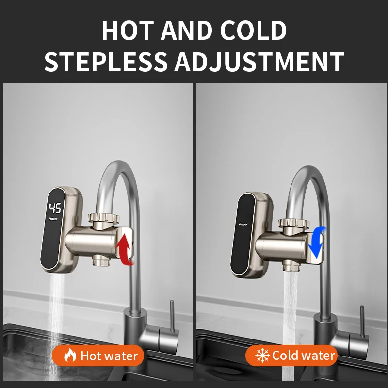 Fudeer 3400W 220V Electric Kitchen Water Heater Tap Instant Hot Stainless Steel Water Faucet Heater Cold Heating Faucet image 6