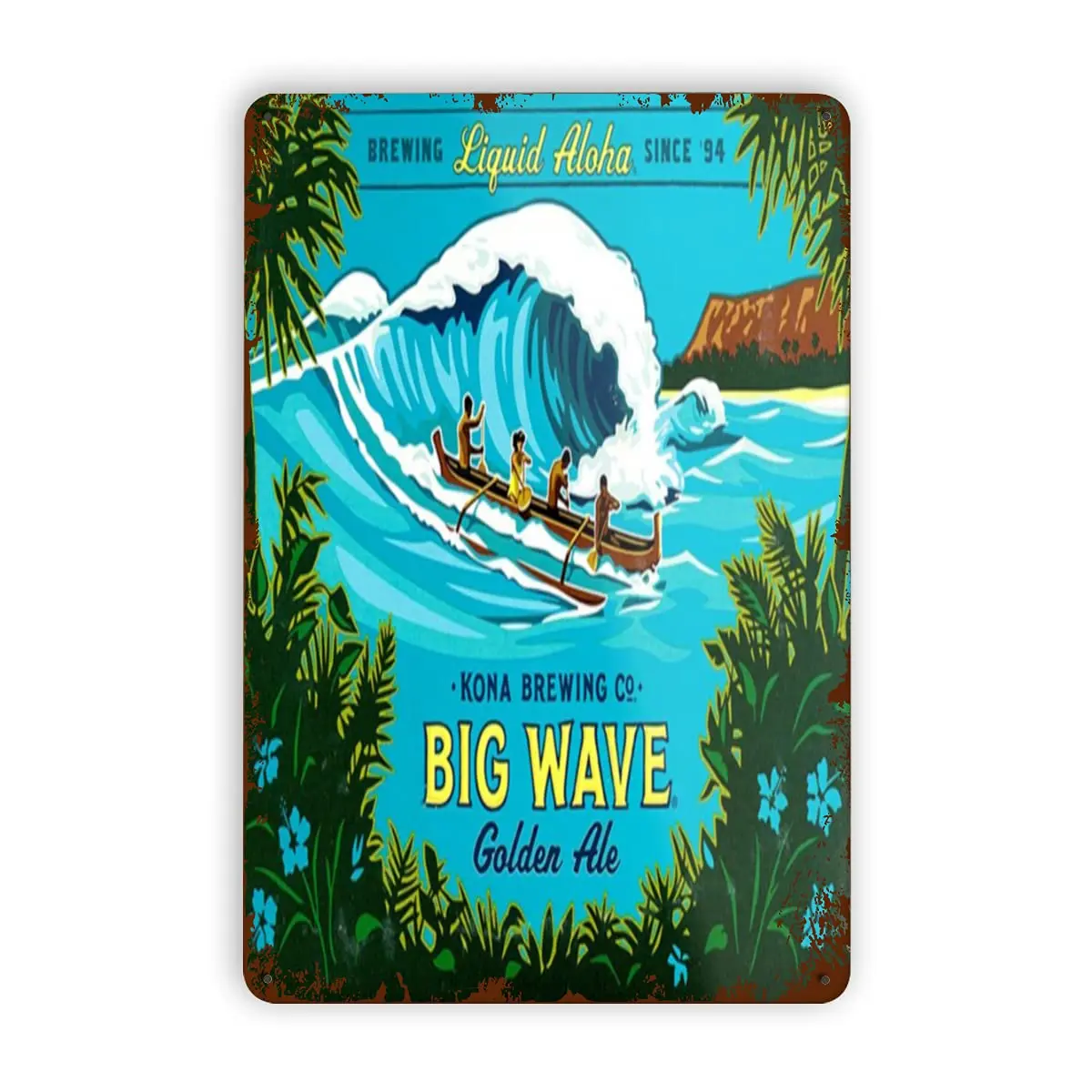 Krouterebs Big Wave Funny Gift for Him Or Her Home Novelty Retro Parlor Cafe Store Mural Metal Tin Signs Wall Decor 8x12 In