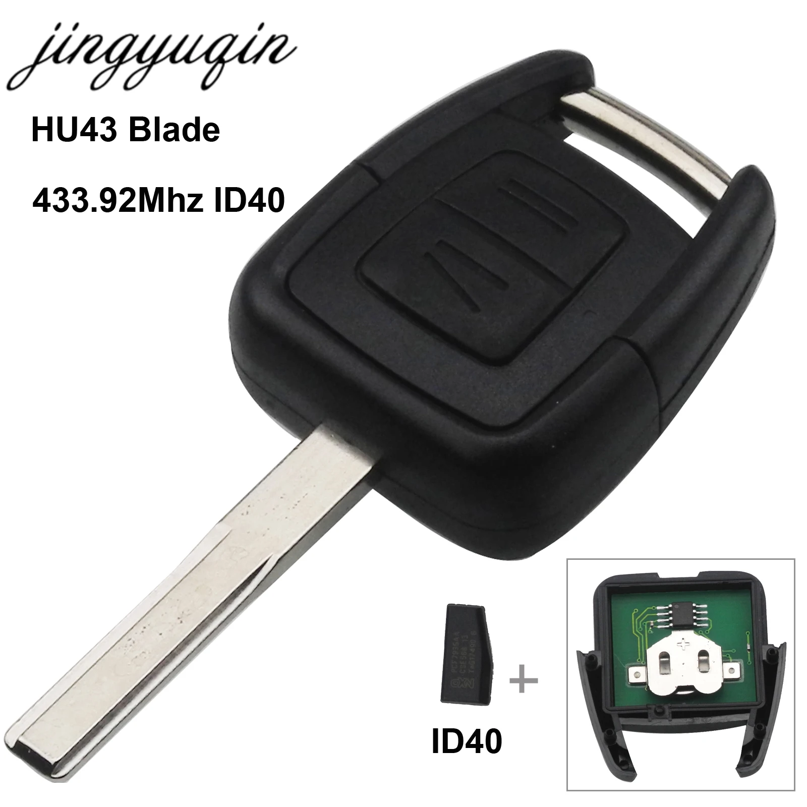 Jingyuqin รีโมท2ปุ่ม433MHz FOB สำหรับ Opel Delphi Vauxhall Astra 1998-2005 ID40ชิป HU43 HU100 YM28ใบมีด HU46