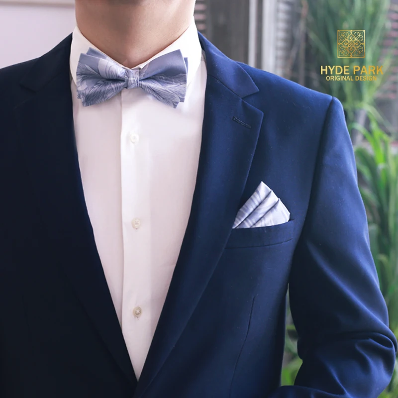 high quality blue wedding gift box chest towel suit groom best man bow tie