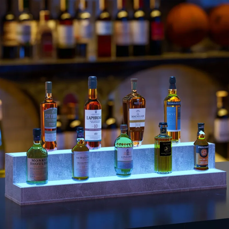 

LED Lighted Liquor Bottle Display Shelf, 37 Inch Bar Display Shelf, DIY Illuminated Bottle Shelf with App & Remote Control, 2
