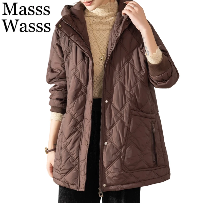 Masss Wasss 2025 Design coréen hiver mode femmes vestes matelassées à capuche lâche chaud Parkas dames classique décontracté épaissir manteaux