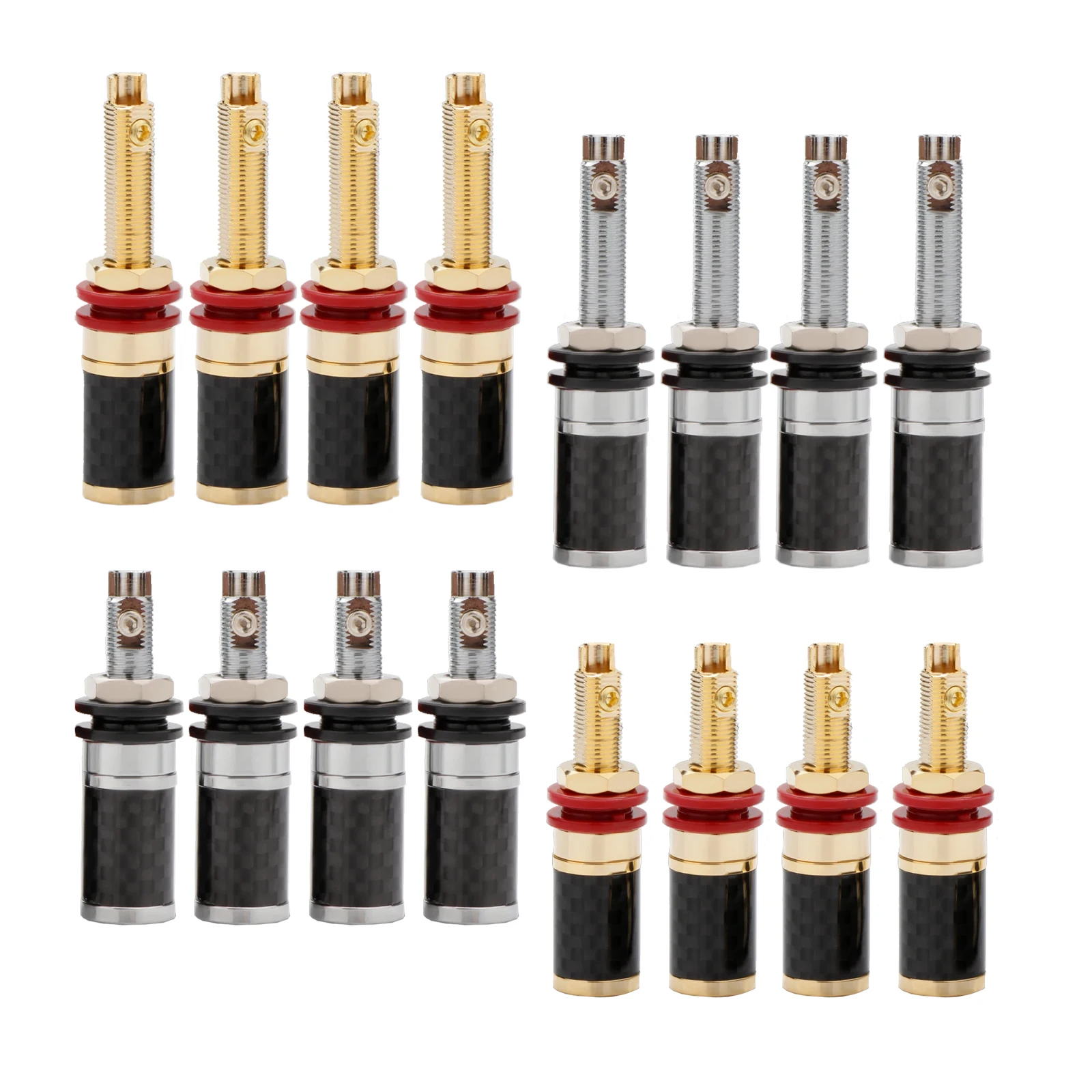 

Preffair Amplifier Output Long /short Terminal Sockets Gold/Rhodium Plated Binding Posts for CD Player Speaker Tube Amplifier