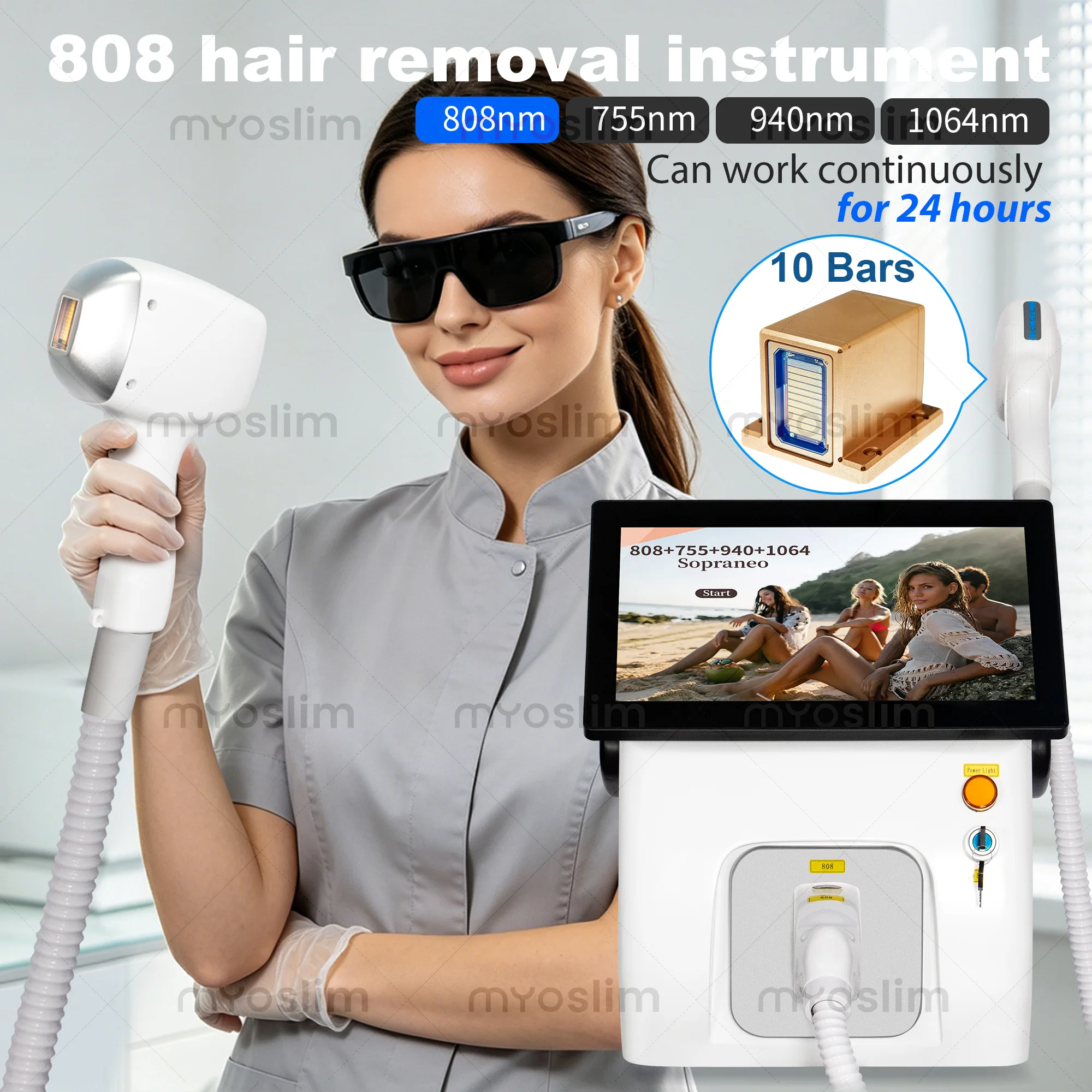 

Diode Laser Hair NEW 5000W FAC 10 Bars Portable Soprano Removal Machine CE/ROHS Certified Alexandrite Laser Permanent Hair