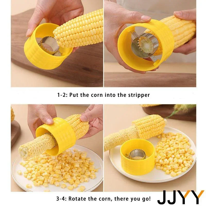 JJYY Stainless Steel Corn Grater Corn Cob Cutter Thresher Rotary Peeler Fruit and Vegetable Tools Kitchen Tools