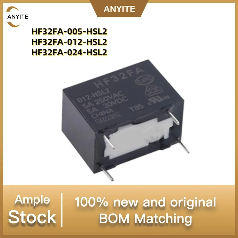 New 10Pcs/LOT    HF32FA-005-HSL2 (5A)    HF32FA-012-HSL2 (5A)    HF32FA-024-HSL2 (5A) 4PIN