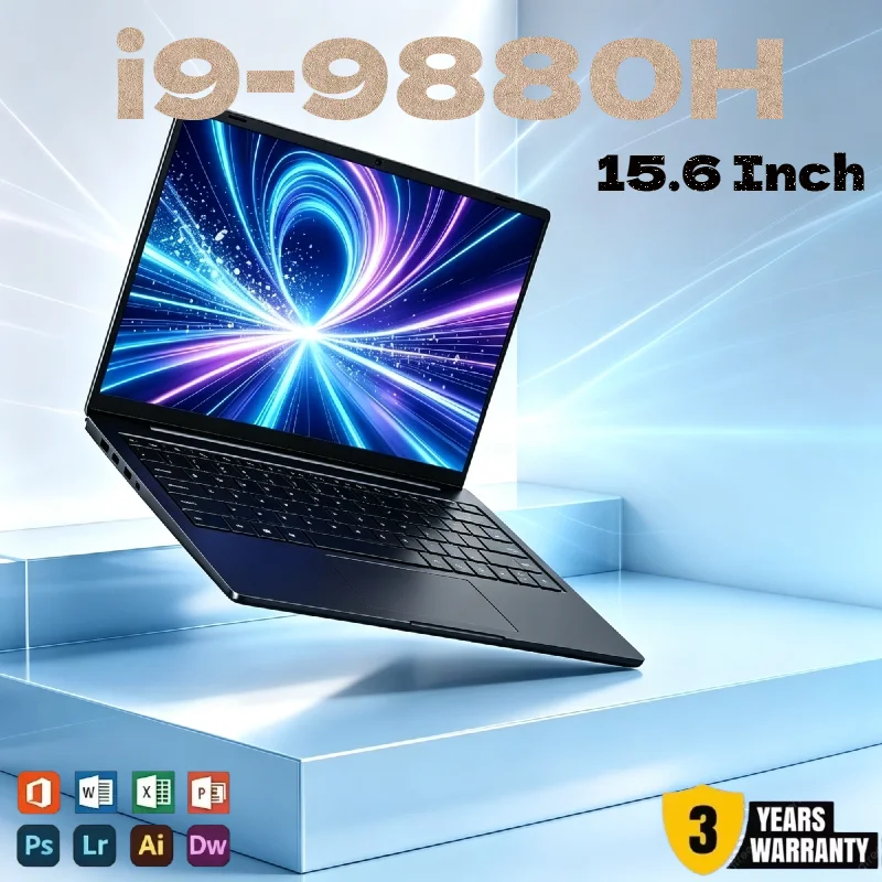 2026 New 15.6 Inch Ultra Slim Gaming Laptop Intel i9-9880H, 32GB RAM 2TB SSD 1080P Notebook for Study Office Home Use