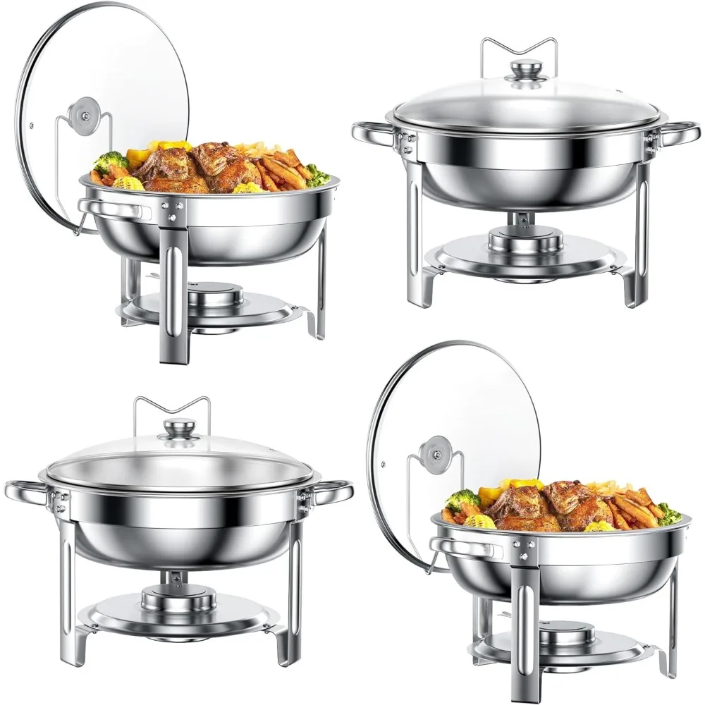 

GGIU Chafing Dishes for Buffet Set: Chafers for Catering - Round Chafing Dish Buffet Set with Lids | Chafers and Buffet Warmers