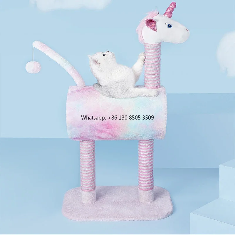 

Manufacturer Wholesale Cute Macaron Sisal pink Cat Tree Scratcher Condo