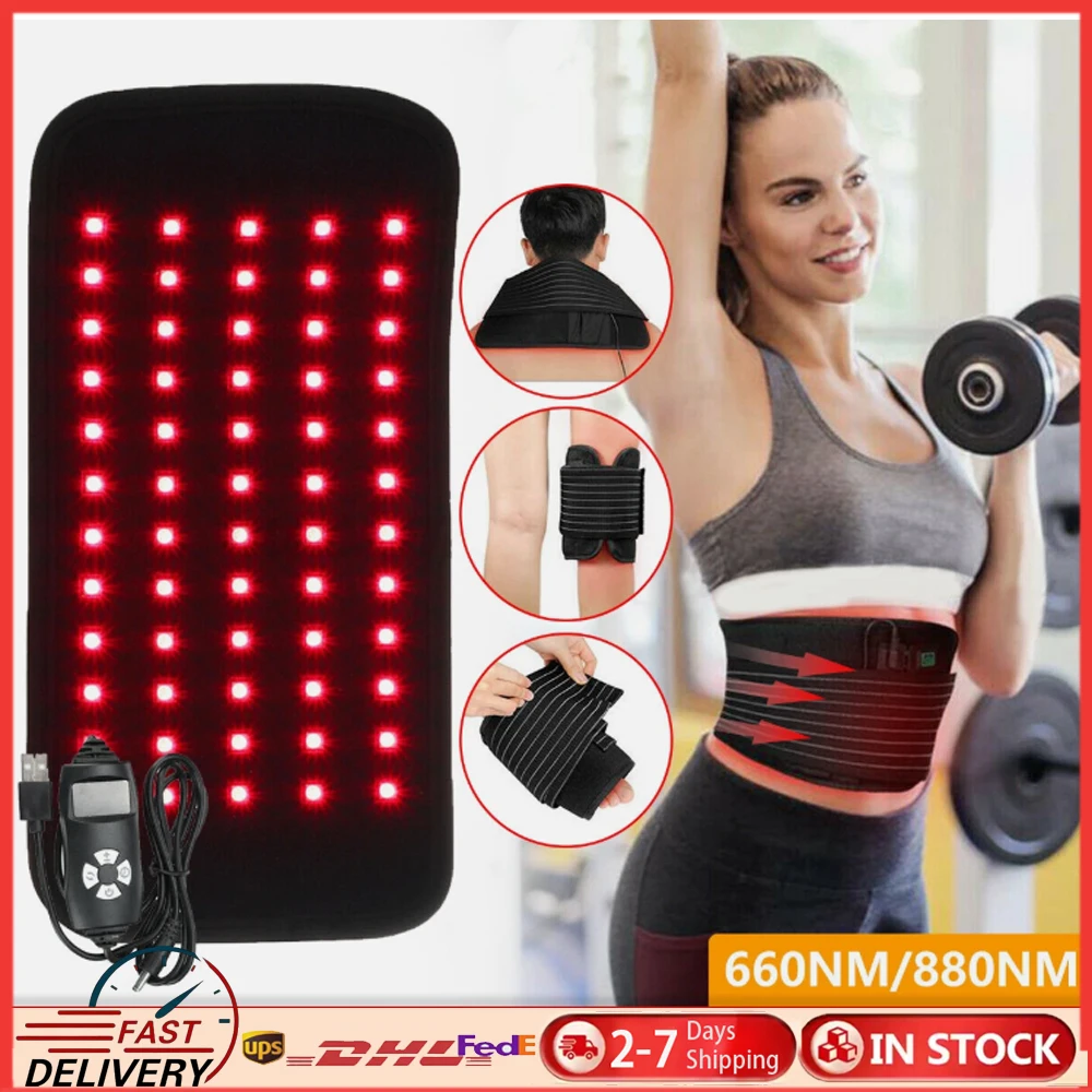 

30W 660nm Red &850nm 60pcs lamp Beads Near Infrared Waist Wrap Light Therapy Heating Massager For Body Fatigue Muscle Body Relie