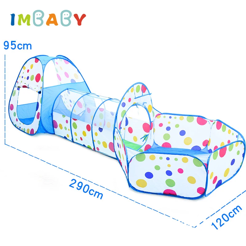 Children's Tent Foldable Baby 3In1 Playground Playpen for Children Indoor Balls for Dry Pool with Polyester Tunnel Games for Kid